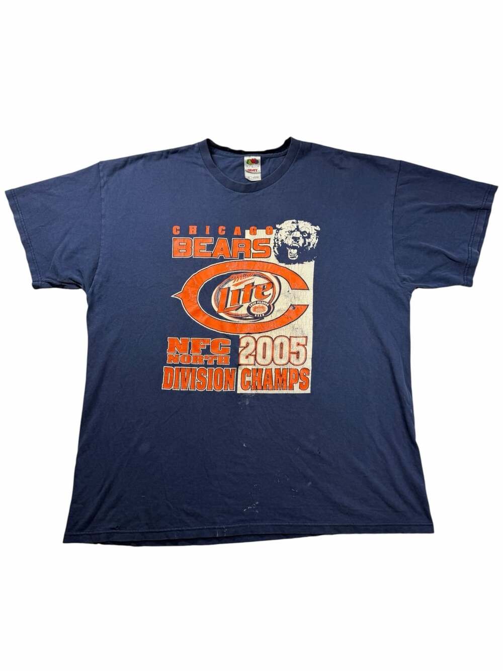 Chicago Bears 2005 NFC North Division Champs Miller Lite T Shirt 2XL Distressed